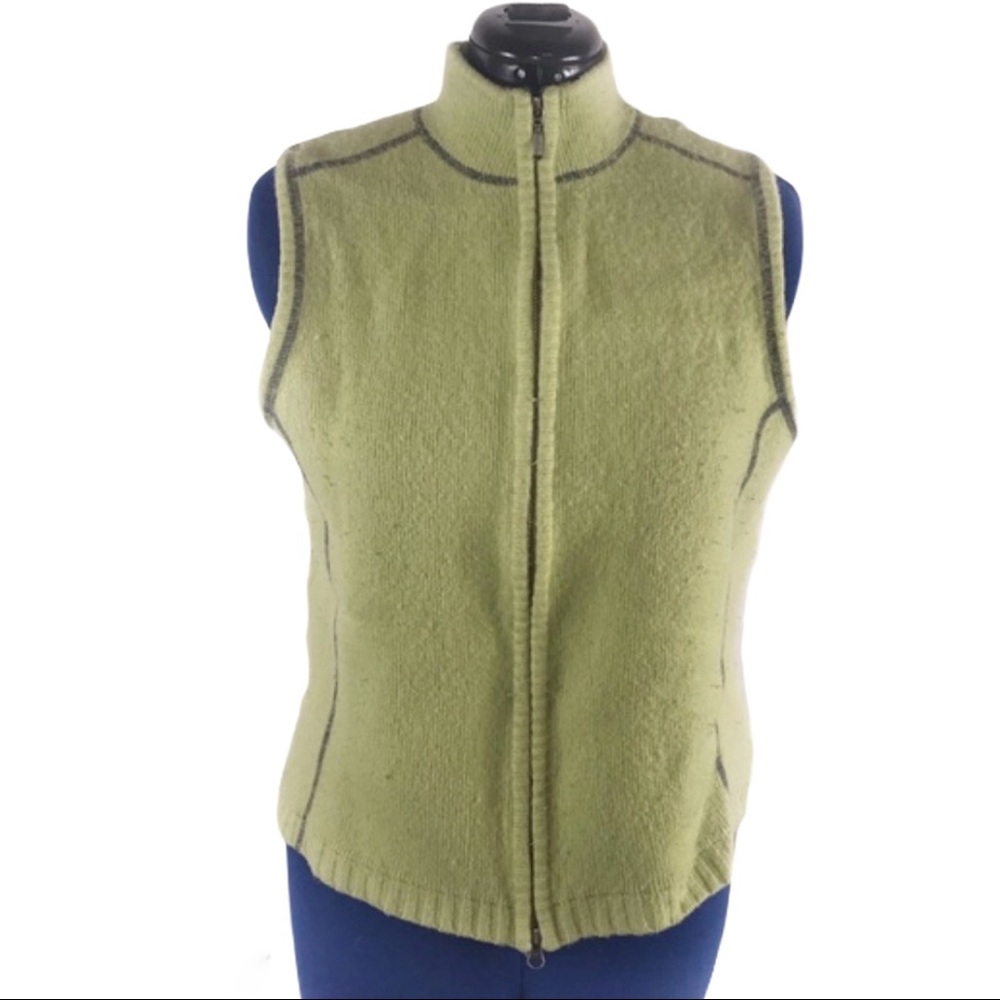 Eddie Bauer XL wool blend green zip sweater